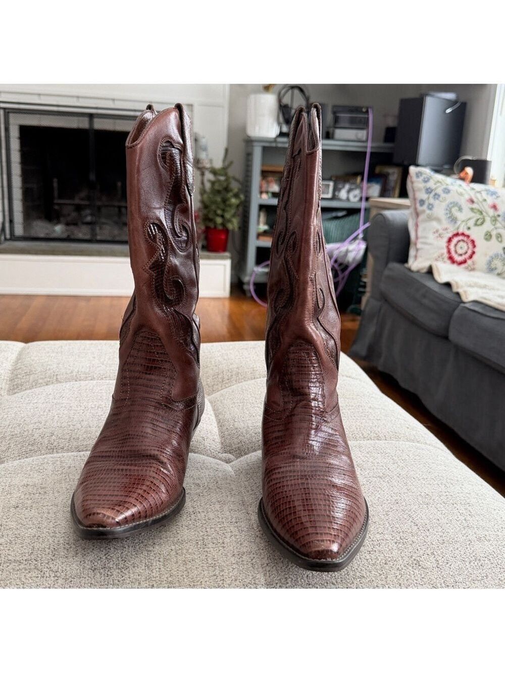 NINE WEST Vintage Women’s Brown Leather Western Cowboy Boots Size 6 - Picture 3 of 13